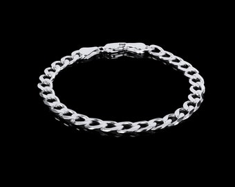 Solid 925 Sterling Silver Bracelet Curb Chain Mens Boys  Italian Style Heavy Genuine