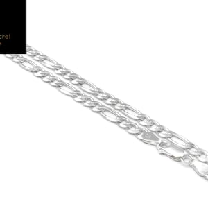 SOLID GENUINE Sterling Silver 925 FIGARO Chain Necklace, for man , for woman 1.4 mm , 3 mm , 4 mm , 5 mm , 6 mm width Italy Style hallmarked image 2