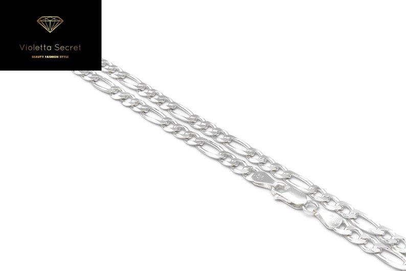 SOLID GENUINE Sterling Silver 925 FIGARO Chain Necklace, for man , for woman 1.4 mm , 3 mm , 4 mm , 5 mm , 6 mm width Italy Style hallmarked image 2