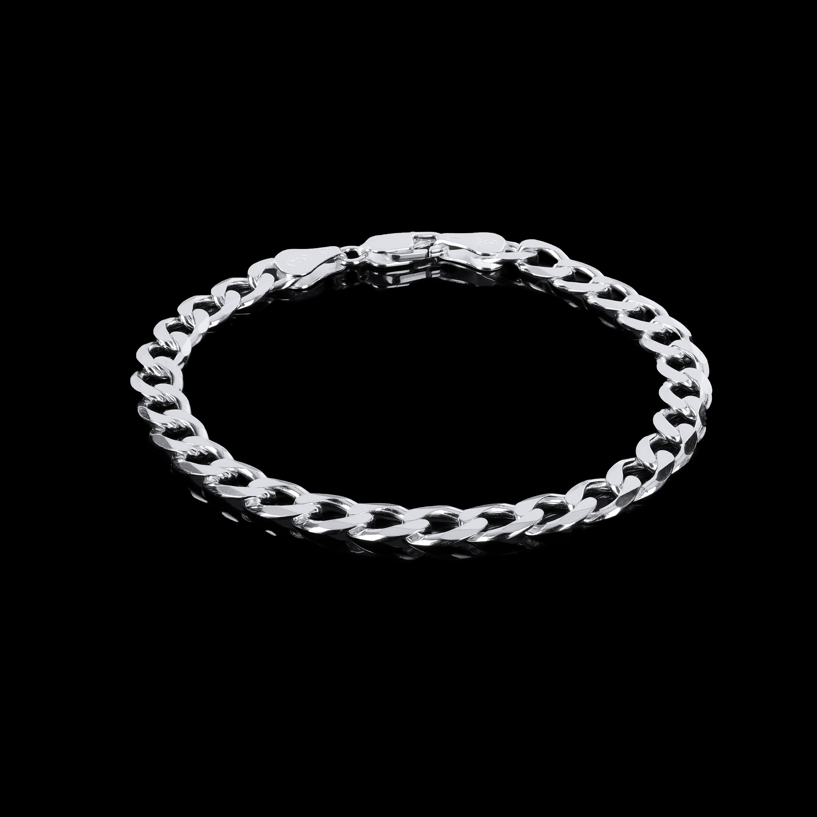 Solid 925 Sterling Silver Bracelet Curb Chain Mens Women