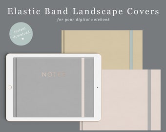 Landscape Goodnotes Cover Elastic Band in 6 colours | Digital Notebook Cover | Foil stickers | Goodnotes Template | Notability Template