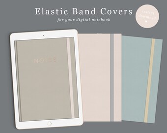 Digital Notebook Cover Elastic Band in 6 colours | Goodnotes Cover | Foil stickers | PDF and JPEG | Goodnotes Template | Notability Template
