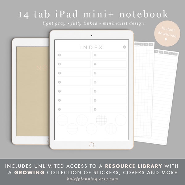 Goodnotes Notebook iPad mini optimized. Goodnotes Bullet Journal, Digital Notebook Notability, Tabbed digital notebook, goodnotes template