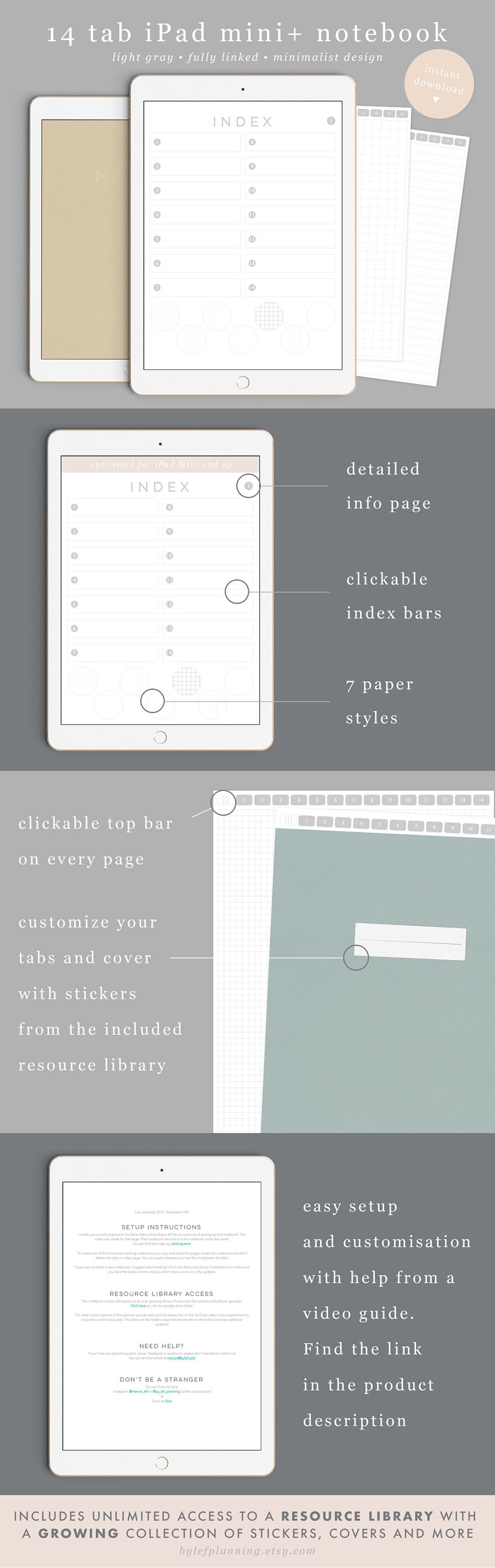 Goodnotes Notebook iPad Mini Optimized. Goodnotes Bullet Journal