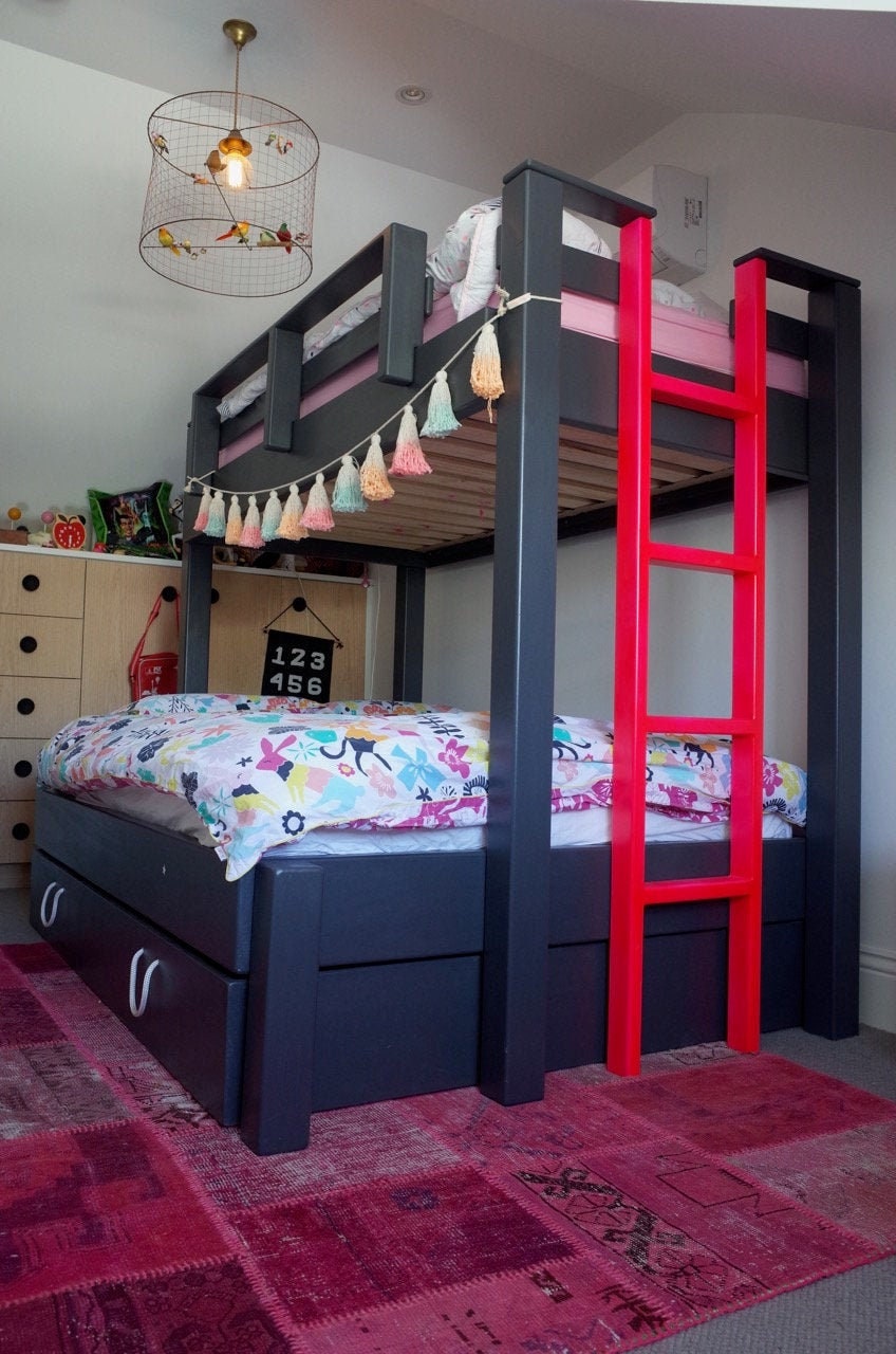 Bunk Bed Near New Custom Design With, Double Bunk Bed With Single On Top
