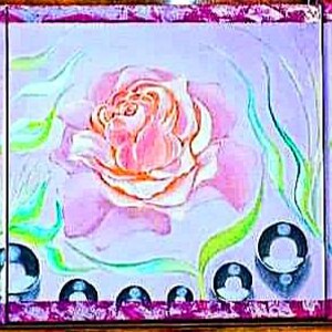 Tableau original 3 toiles « La reine rose ». Peinture acrylique artistique, peinte à la main. Art contemporain 3D. Une oeuvre d'art unique en son genre