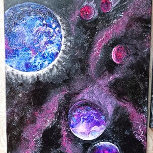 Original - &quot;Galaxy&quot; painting on canvas.Artistic modern acrylic painting.Wall decor, modern art.Mixed media, handmade.One of a kind artwork.