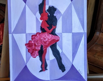 Original painting, "Passionate Tango". Wall art decor. Artistic, oil painting on canvas, handmade. Modern style.A one of a kind work of art.