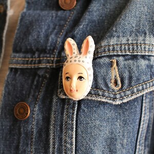 Süße Handgemachte Brosche Hase Gerl Gesicht-Amazing Pin Brosche für Frauen-Muttertag Geschenk