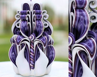 Hand Carved Purple Candle, Christmas Amazing  Candle Gift, Christmas Gifts Ideas for Women- Oscar Candles