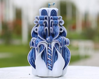 Carved Candles Mothers Day Gift-Hand Decorative Pillar Candles-Christmas Presents for Mom, Dad, Wife-Oscar candles