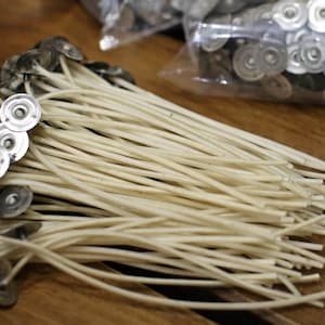 Stoppino di cotone con anima in carta, 150 mm- 25 pezzi, 50 pezzi, 100 pezzi per barattoli e candele a colonna, pre-cerato e pre-schedato