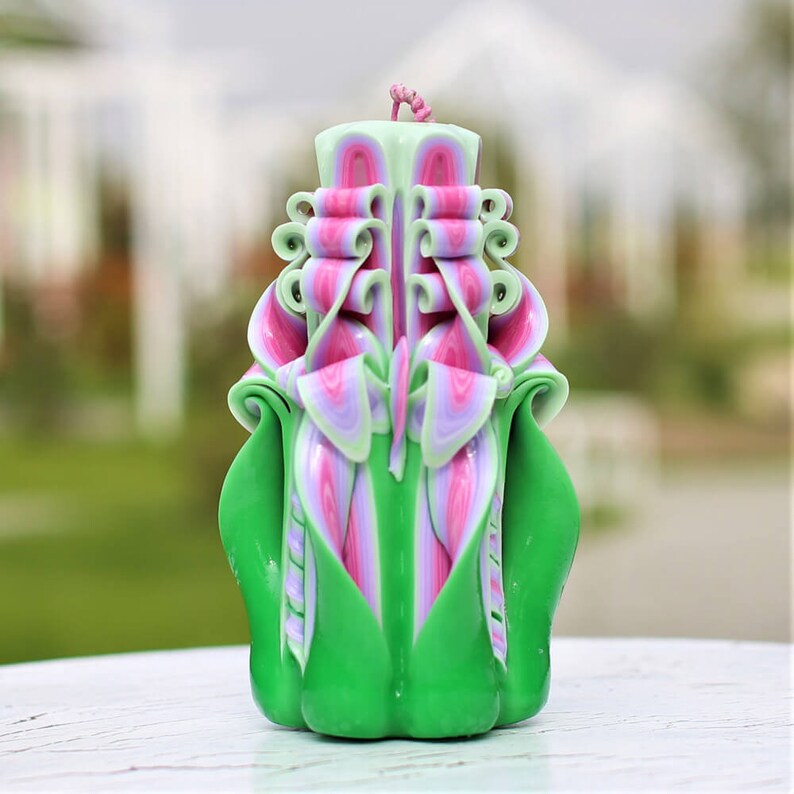 Handmade Decorative Wax Candlesunity Pillar Carved Etsy