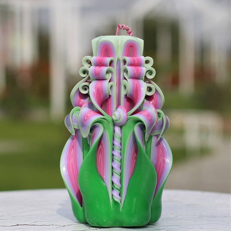 Handmade Decorative Wax Candlesunity Pillar Carved Etsy