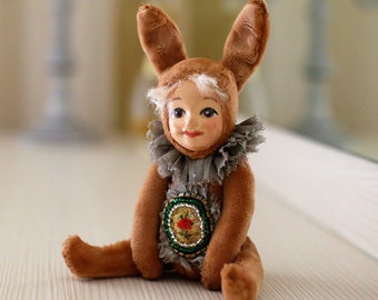 Best Mothers Day Gifts-Handmade Cute Little Easter Bunny Art Doll-Mini Teddy Bunny