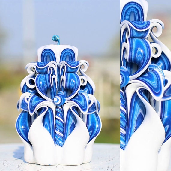 Decorative Carved Candles Bluebest Christmas Giftmom Etsy