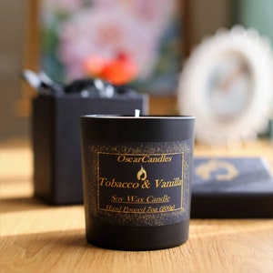 Best Soy Candle-Scented Handmade Soy Wax Candle-Christmas Gift Candle-Oscar Candles (Tobacco&Vanilla))