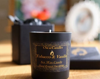 Best Soy Candle-Scented Handmade Soy Wax Candle-Christmas Gift Candle-Oscar Candles (Tobacco&Vanilla))
