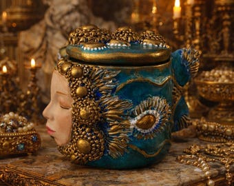 Mythical Sea Goddess Sculpture Box–One-of-a-Kind Collectible Art Object