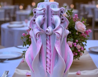 Carved Candles Gray-Hand Decorative Pillar Candles-Christmas Presents for Mom, Dad, Wife-Oscar candles
