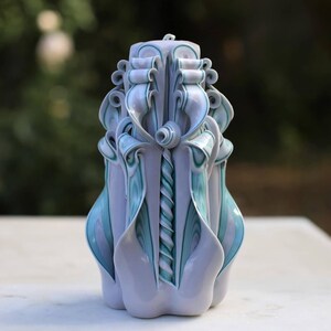 Carved Candles Gray 6.7&#39;&#39;-Hand Decorative Pillar Candles-Christmas Present-Oscar candles