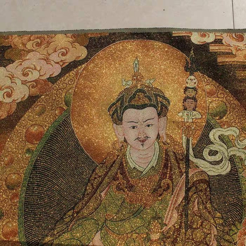 Rare Antique Tibetan Buddhism Buddhist Thangka,Hand Embroidery Color Thread Bodhisattva Thangka,Thang Ga,Indian Tonka,Nepal Buddha Thanka