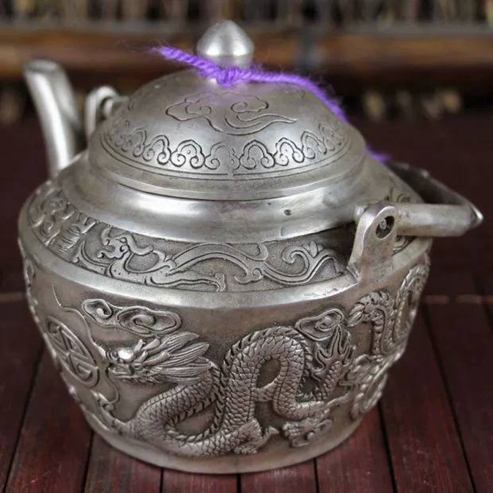 Chinese Antique Brass Carved Dragon Teapot Qing Dynasty Etsy Australia