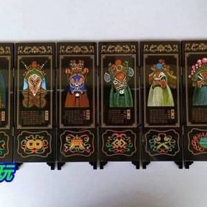 50*25 cm Chinese lacquer ware screen wooden screen lacquerware screen,Chinese acial makeup in Beijing Opera pattern screen