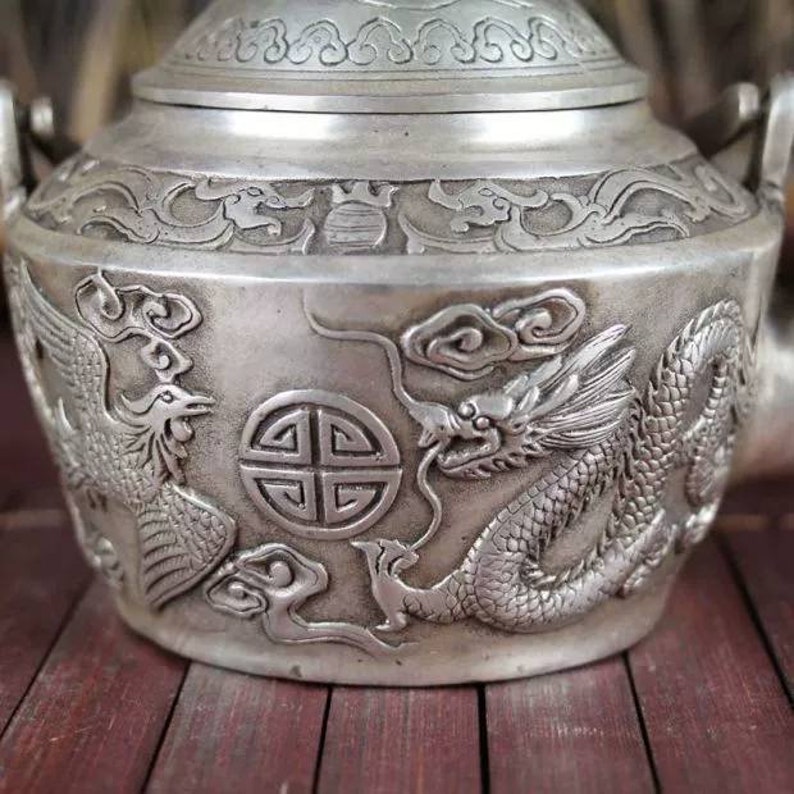 Chinese Antique Brass Carved Dragon Teapot Qing Dynasty Etsy