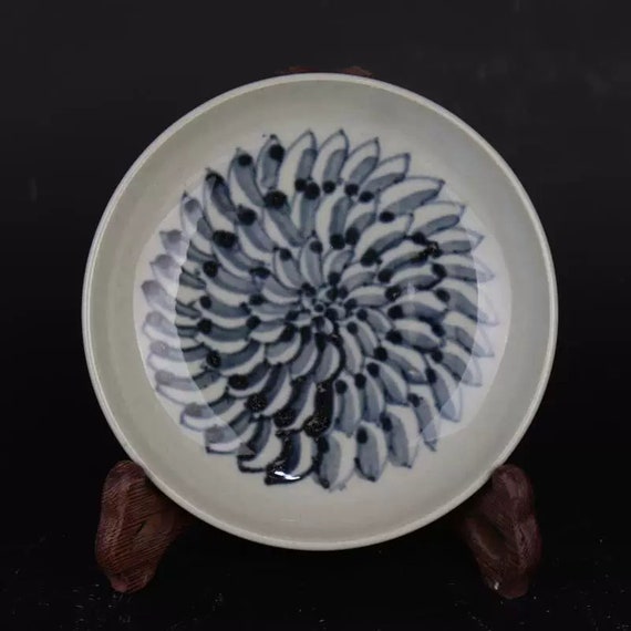 中国磁器皿、中国青白陶器皿、手描き寿模様陶器皿 - Etsy 日本