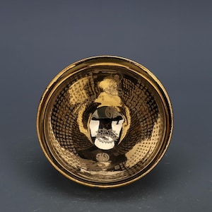 Vintage Jian Ware Porcelain Bowl: Gold Glaze Transmutation Ceramic