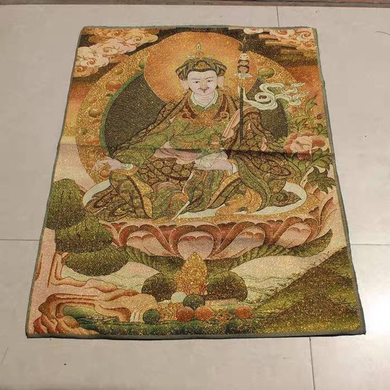 Rare Antique Tibetan Buddhism Buddhist Thangka,Hand Embroidery Color Thread Bodhisattva Thangka,Thang Ga,Indian Tonka,Nepal Buddha Thanka