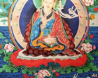 Raro y antiguo Thangka budista tibetano, Thangka de Bodhisattva con hilo de color pintado, Thang Ga, Tonka india, pintura de Thanka de Buda de Nepal