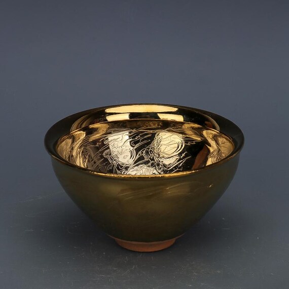 建窯の金釉磁器ボウル：中国のヴィンテージ陶芸芸術 - Etsy 日本