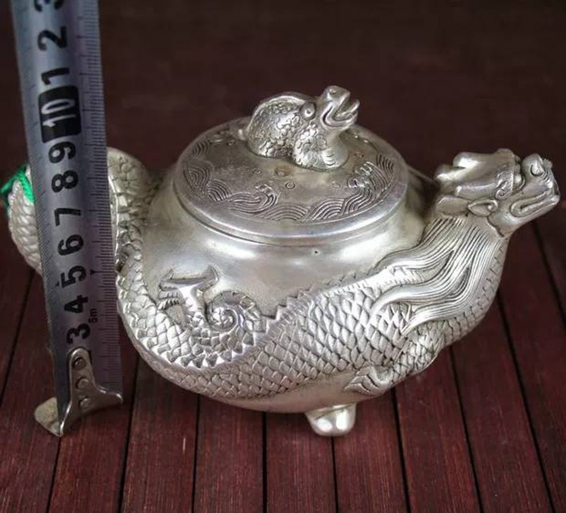 Chinese antique brass carved dragon teapot Qing dynasty Etsy