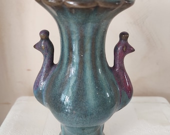 中国のアンティーク磁器の花瓶 宋代 関窯 青磁 花瓶。中国の