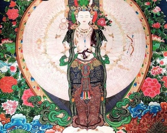 Raro y antiguo Thangka budista tibetano, Thangka de Bodhisattva con hilo de color pintado, Thang Ga, Tonka india, pintura de Thanka de Buda de Nepal