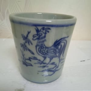 Chinese antiques porcelain brushpot Qing dynasy blue and white porcelain brush pot,hand painted vintage ceremic brushpot fathers gift