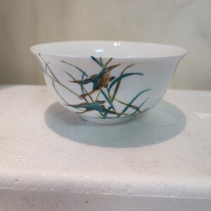 Chinese Porcelain Bowl,China Qing Dynasty Qianlong Marked Famille Rose Porcelain Bowl,Hand Paint Birds Pattern Ceramic Bowl