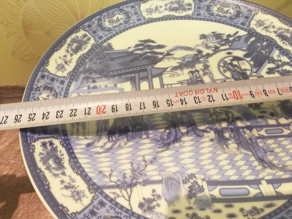 中国アンティーク磁器青白磁皿、陶器皿、清朝乾隆マーク磁器