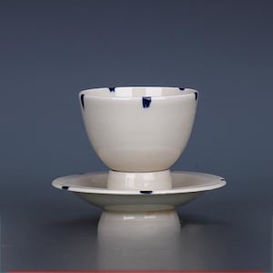 Vintage Xing Ware Tea Cup & Saucer: White Glaze Chinese Porcelain