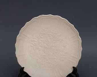 C068 古い 中国 白龍紋 皿 中国の古い陶器皿景徳鎮製の青と白の磁器皿、手描きの龍と鳳凰の模様