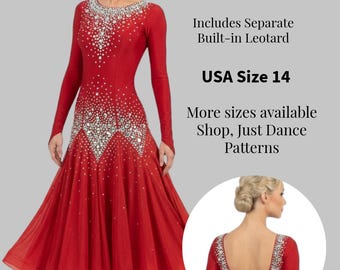Ballroom Dance Dress Sewing Pattern, USA Size 14 (PDF Pattern)