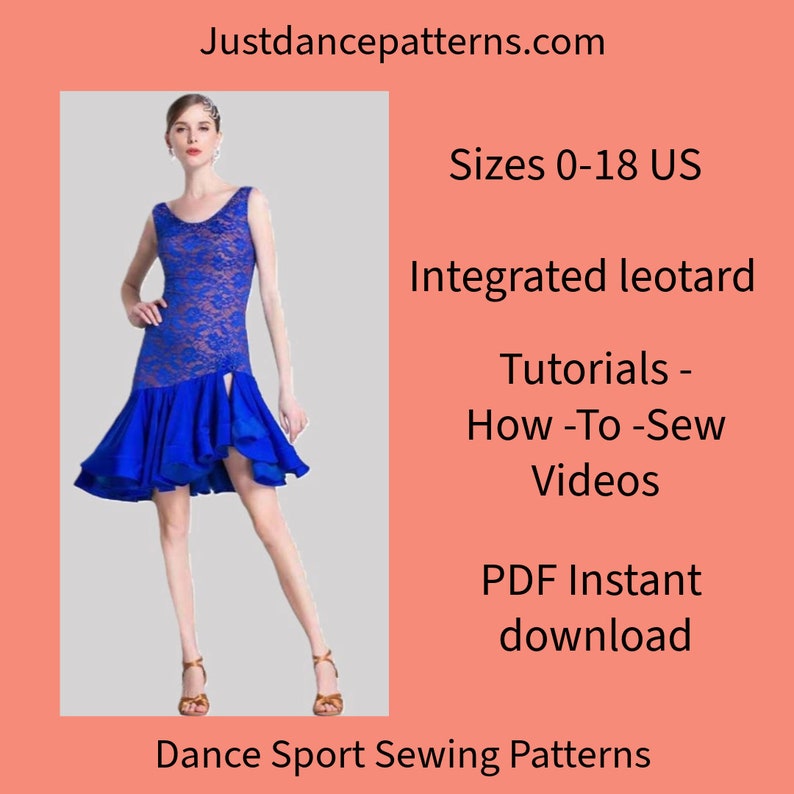 Latin Dress Sewing Pattern, Ballroom Dress Sewing Pattern, Standard