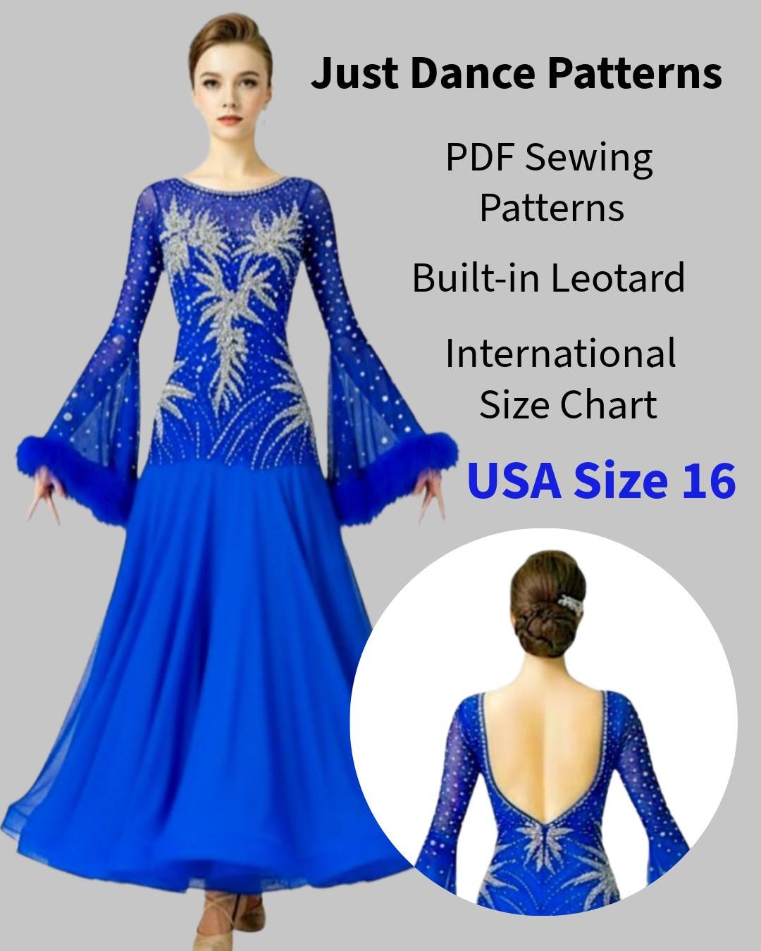 Ballroom Dance Dress Sewing Pattern PDF, Latin/rhythm Dance Costume ...