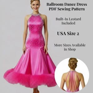 Patrón de costura para vestido de baile de salón (PDF), talla 2, malla incorporada