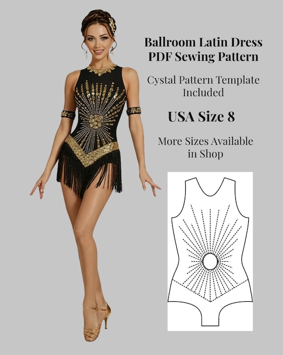 Ballroom Dance Dress Sewing Pattern, (PDF Pattern)