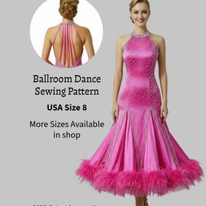 Schnittmuster für ein Ballsaal-Tanzkleid (PDF), Größe 8, mit integriertem Body
