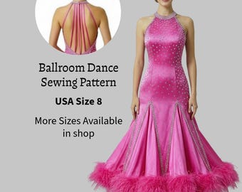 Ballroom Dance Dress Sewing Pattern PDF, Size 8, Built-in Leotard