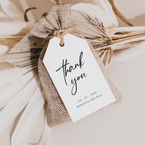 Wedding Favor / Thank You Tags Template - Black and White  - Printable Tags - 2x3.5" - N017